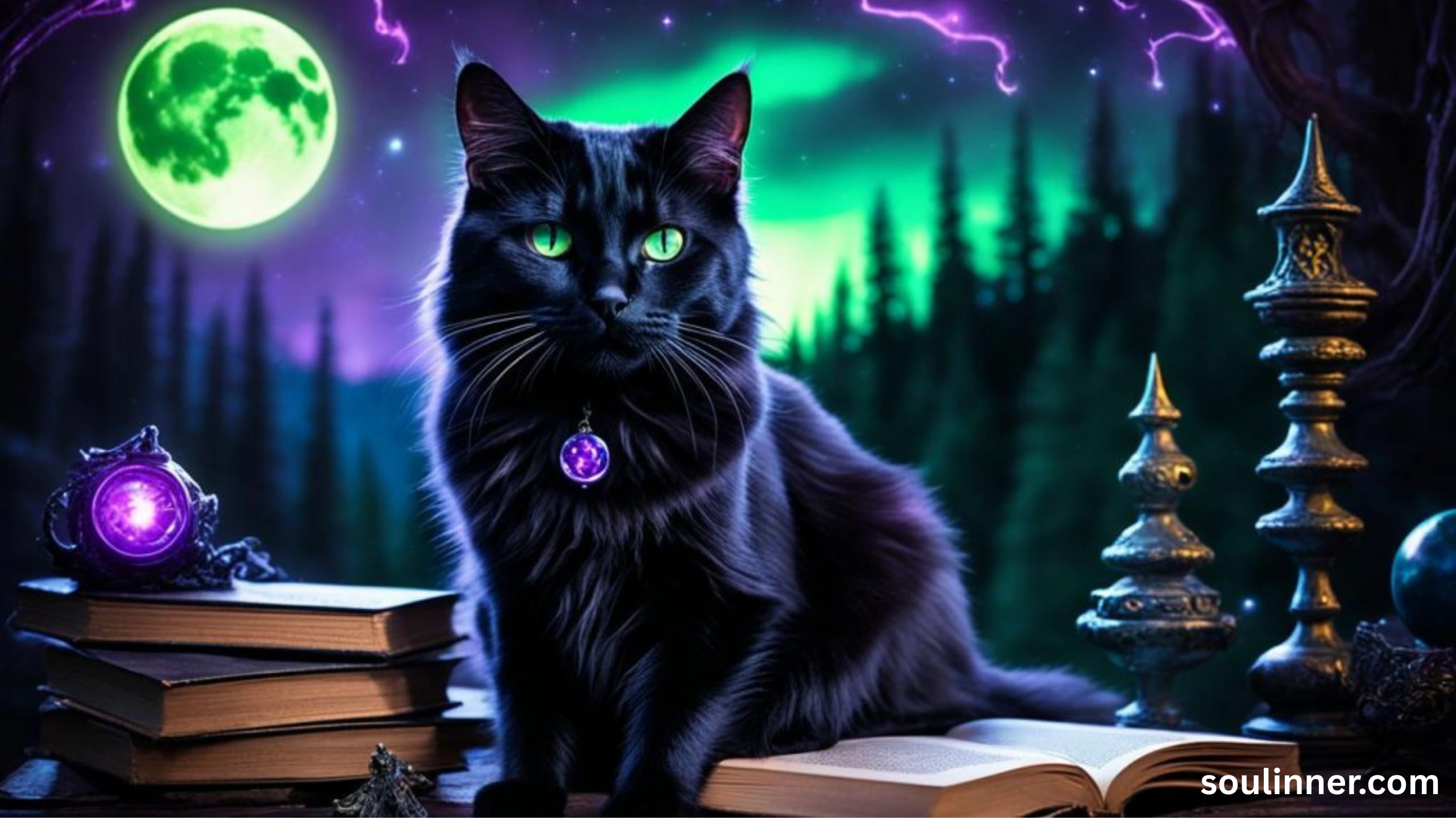 black cat with green eyes spiritual meaning